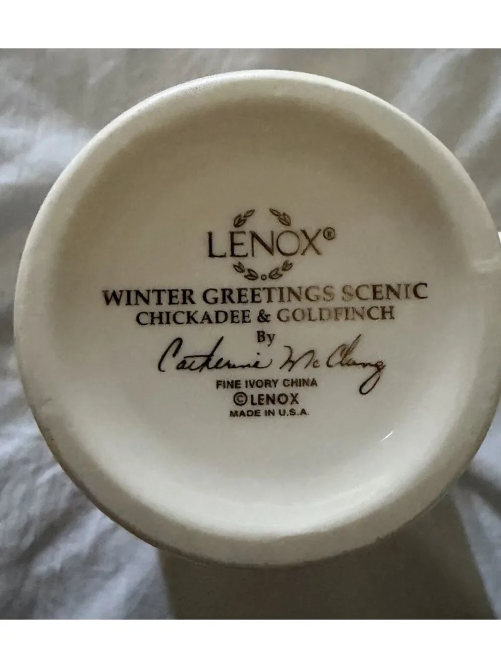 Lenox Winter Greetings Scenic Accent Mug Chickadee & Goldfinch